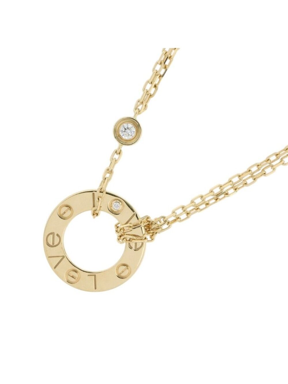 Cartier Necklace Love Circle Diamond Total 18k Yellow Gold Pendant